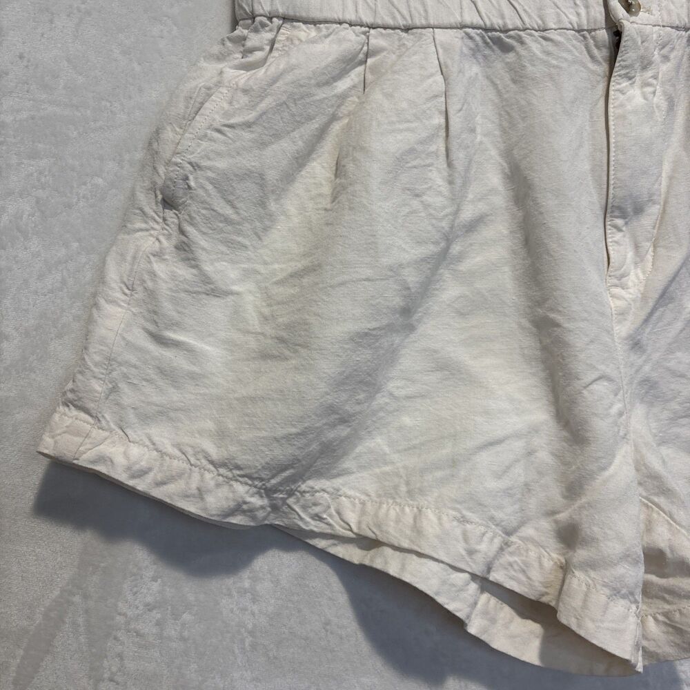 Madewell Women's Paperbag Pull On Linen Blend Ivory Lighthouse Shorts Size Large - Picture 3 of 15